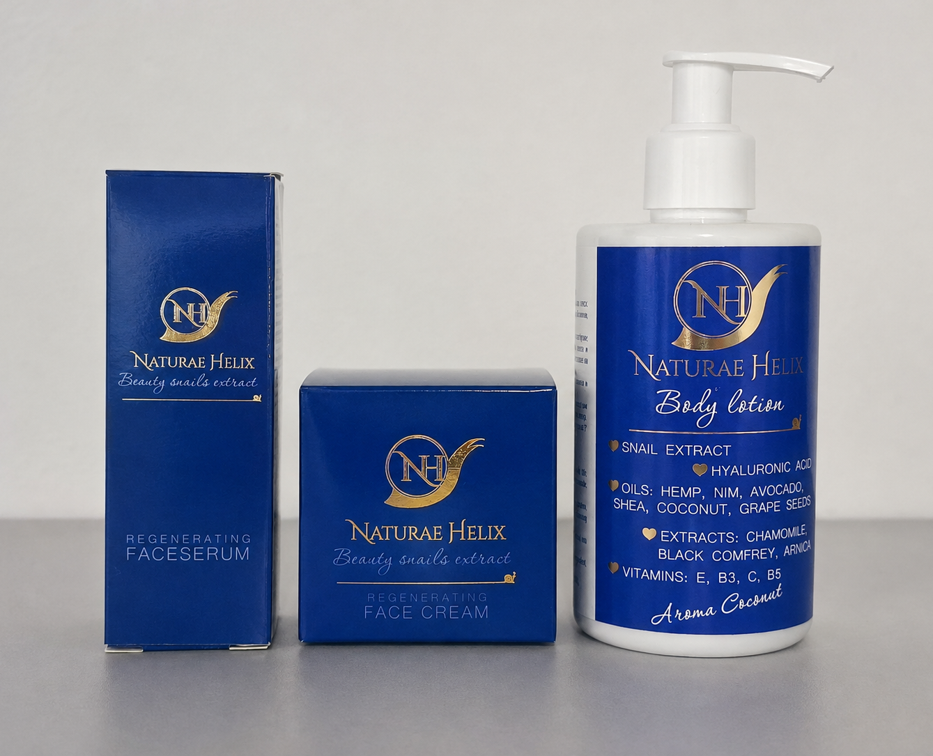 Naturae Helix Snail Extract Skincare Set with Face Serum, Face Cream and Hydrating Body Lotion with Hyaluronic Acid