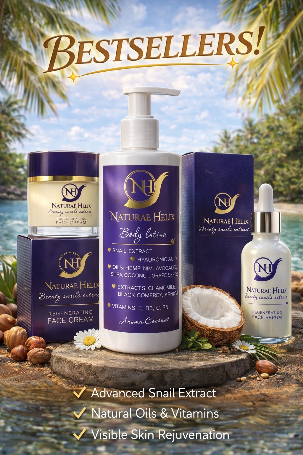 Natural cosmetics with 98% Helix Aspersa snail extract – regeneration, hydration & anti-aging